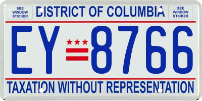 DC license plate EY8766