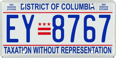 DC license plate EY8767