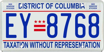 DC license plate EY8768