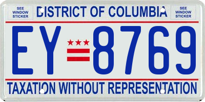 DC license plate EY8769