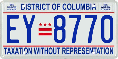 DC license plate EY8770