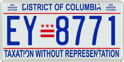 DC license plate EY8771