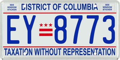 DC license plate EY8773