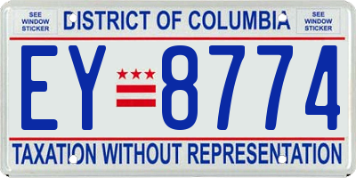 DC license plate EY8774