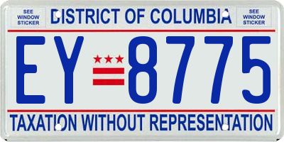 DC license plate EY8775