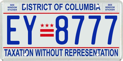 DC license plate EY8777