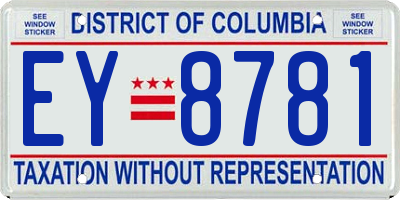 DC license plate EY8781