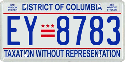 DC license plate EY8783