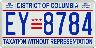 DC license plate EY8784