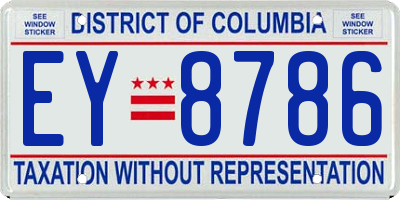 DC license plate EY8786