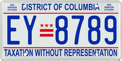 DC license plate EY8789