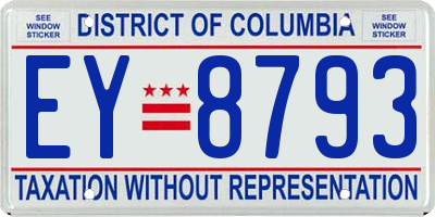 DC license plate EY8793