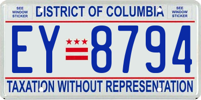 DC license plate EY8794