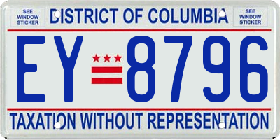 DC license plate EY8796