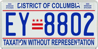 DC license plate EY8802