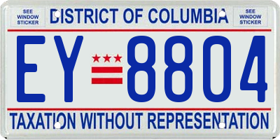 DC license plate EY8804