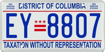 DC license plate EY8807