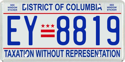 DC license plate EY8819