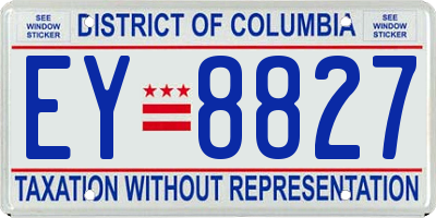 DC license plate EY8827