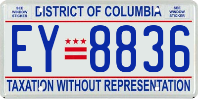 DC license plate EY8836