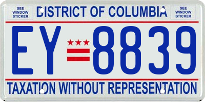 DC license plate EY8839