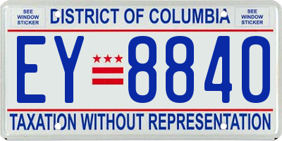 DC license plate EY8840