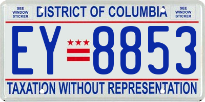 DC license plate EY8853