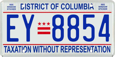 DC license plate EY8854