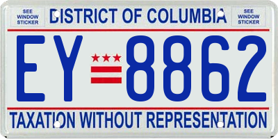 DC license plate EY8862