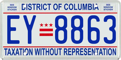 DC license plate EY8863