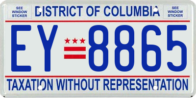 DC license plate EY8865