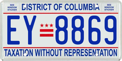 DC license plate EY8869