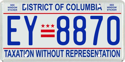 DC license plate EY8870