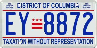 DC license plate EY8872