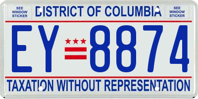 DC license plate EY8874