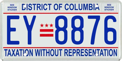 DC license plate EY8876