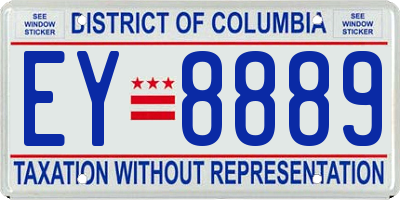 DC license plate EY8889