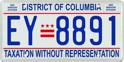 DC license plate EY8891