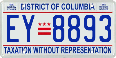 DC license plate EY8893