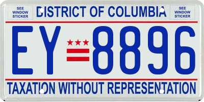 DC license plate EY8896