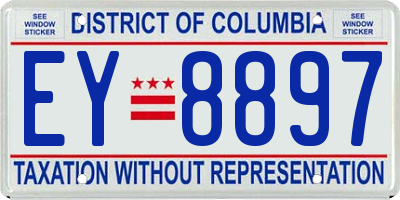 DC license plate EY8897