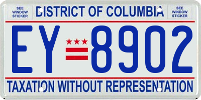 DC license plate EY8902