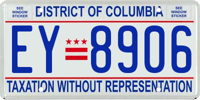 DC license plate EY8906