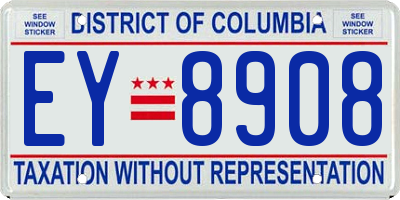 DC license plate EY8908