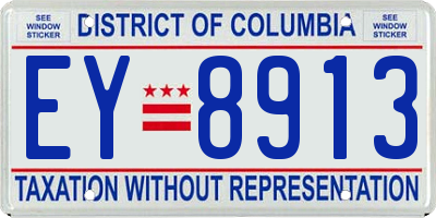 DC license plate EY8913