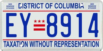 DC license plate EY8914