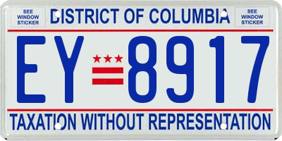 DC license plate EY8917