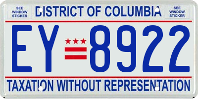 DC license plate EY8922