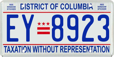 DC license plate EY8923