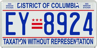 DC license plate EY8924